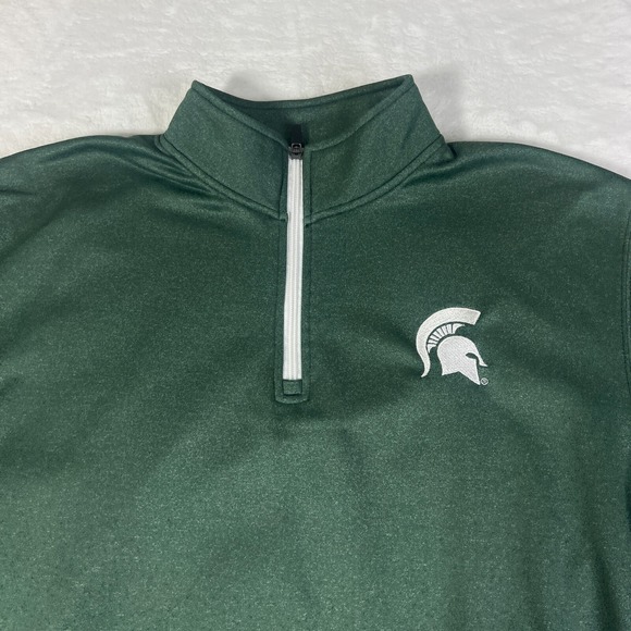 Michigan State Spartans Fanatics 1/4 Zip Green Jacket Pullover Mens Large - Picture 1 of 13